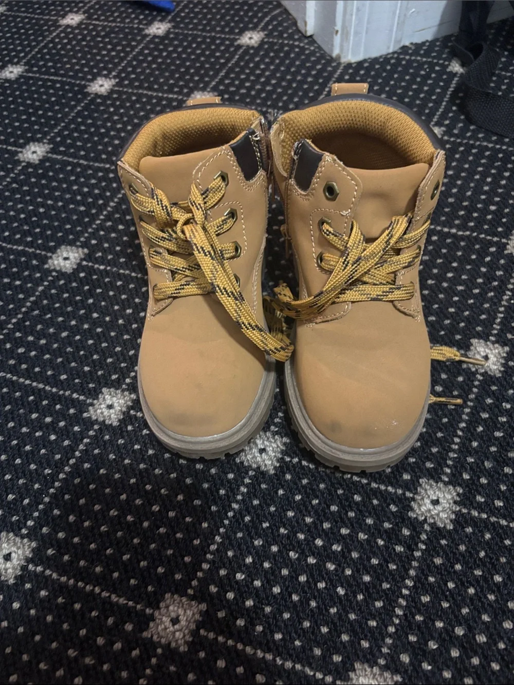 Kids Tan Lace-Up Hiking Boots